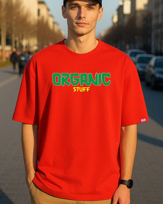 Bekaar Red Oversized โDonโt Panic Itโs Organicโ T-Shirt โ 240 GSM | 100% Cotton Streetwear