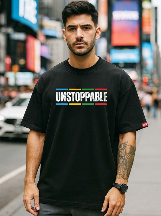 Bekaar Black Oversized T-Shirt – “UNSTOPPABLE” Graphic | Bold Streetwear Drop for Men