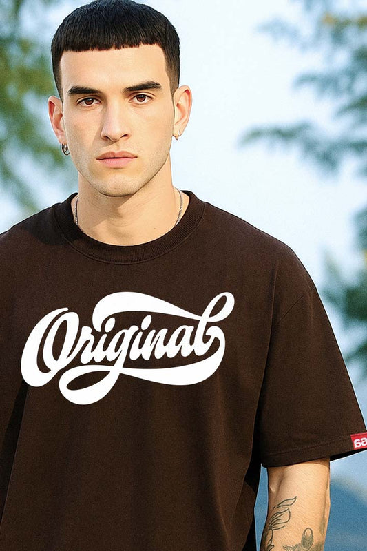 BEKAAR Oversized Coffee Brown T-Shirt – “ORIGINAL” Bold Streetwear Drop | Heavy 240 GSM Cotton | Unisex Urban Fit