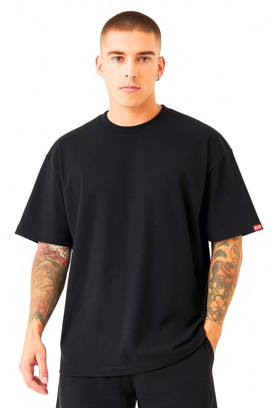 Black Unprinted Oversized T-Shirt