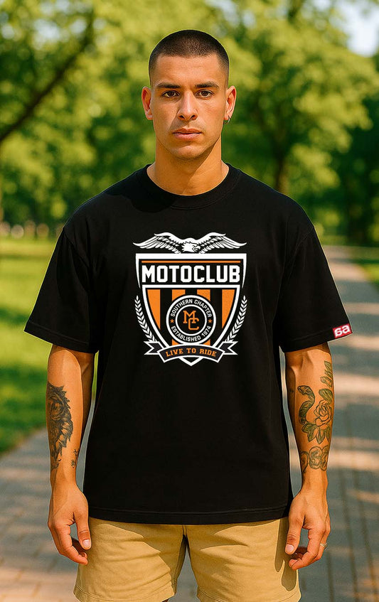 Bekaar Black Oversized T-Shirt – “MOTOCLUB: Live to Ride” | Bold Rider Drop