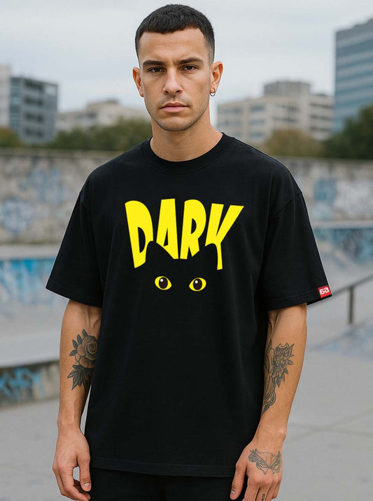 Bekaar Black Oversized T-Shirt โ "DARK" with Cat Eyes Graphic | Fearless Streetwear Drop