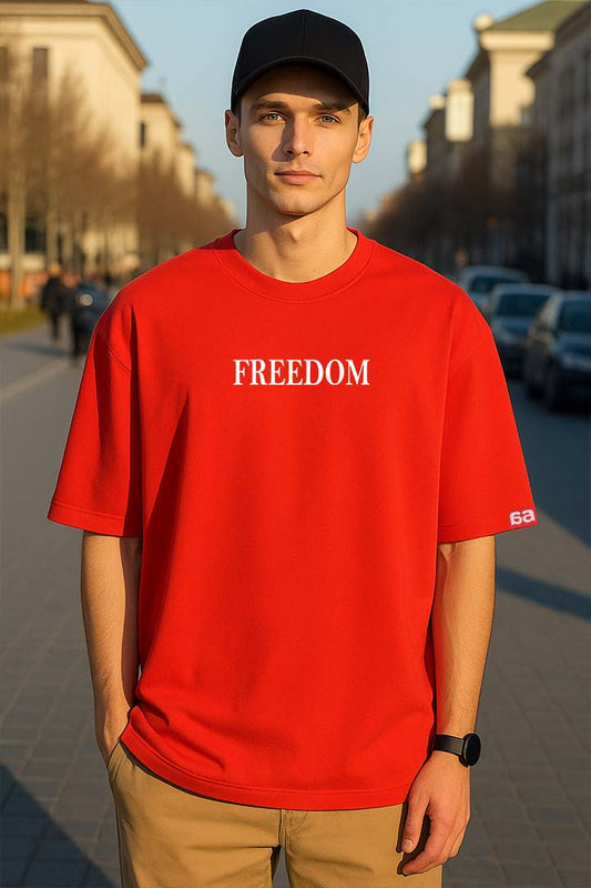 Bekaar Red Oversized T-Shirt – “FREEDOM” Artistic Statement Edition | Bold Unisex Streetwear