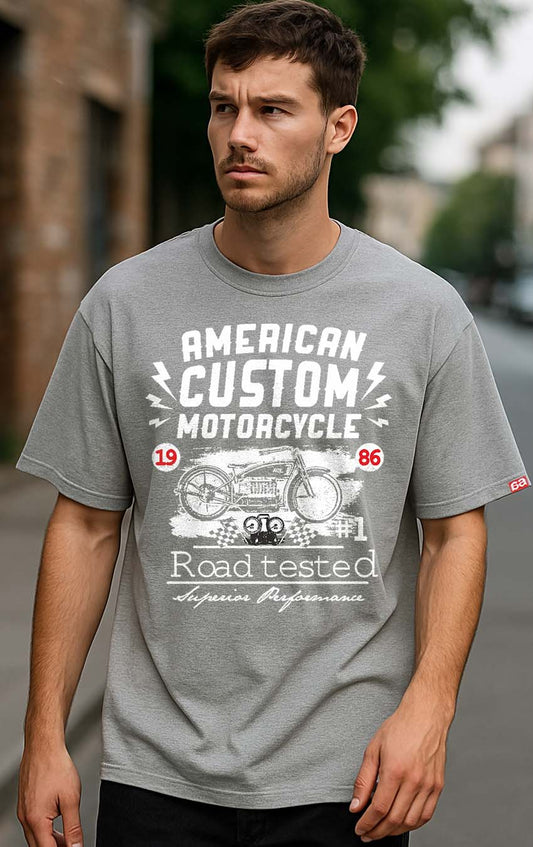 Bekaar Oversized T-Shirt โ "American Custom Motorcycle" | Vintage Biker Vibes