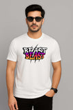 Bekaar White Regular Fit T-Shirt – “BEAST BEAST” Printed Tee for Men | Bold Claw Mark Graphic | Heavyweight 240 GSM Cotton | Casual Streetwear Style