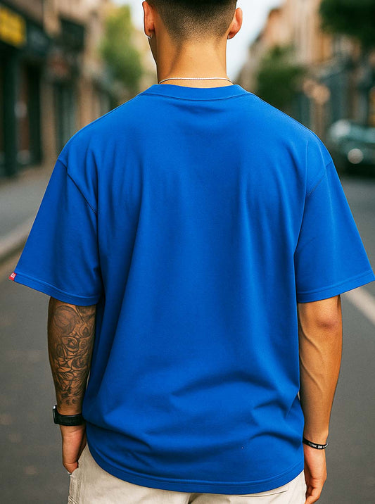Bekaar Royal Blue Oversized T-Shirt – “Mood of the Day” Panda Graphic | Unisex Fun Streetwear Tee