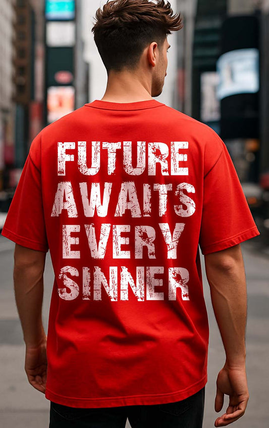 Bekaar Red Oversized T-Shirt – "Not The Whole Story" | Future Awaits Every Sinner Edition
