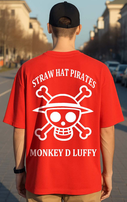 Bekaar Red Oversized T-Shirt – “Straw Hat Pirates” | Monkey D. Luffy One Piece Edition