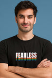 Bekaar Regular Fit Black T-Shirt – “FEARLESS” Graphic Printed Tee for Men & Women | Heavyweight 240 GSM Cotton | Multicolor Bold Typography Streetwear | Unisex Drop Shoulder Fit