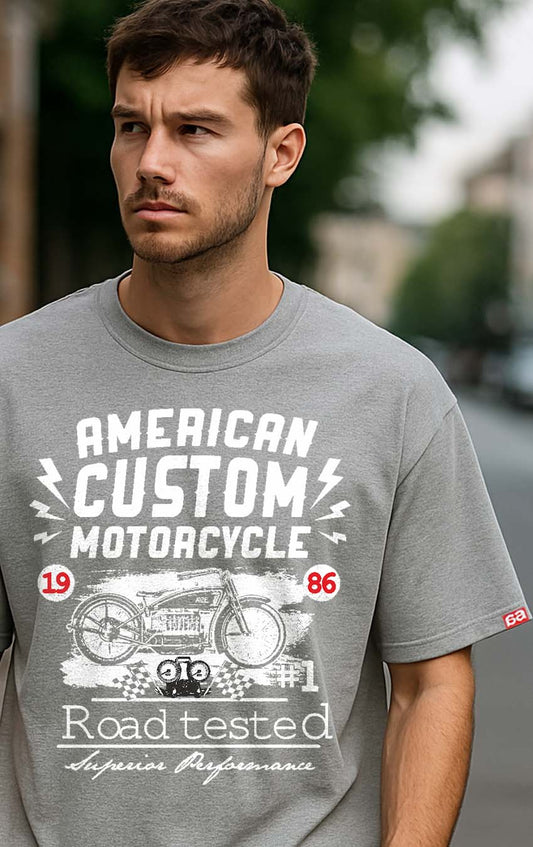 Bekaar Oversized T-Shirt – "American Custom Motorcycle" | Vintage Biker Vibes
